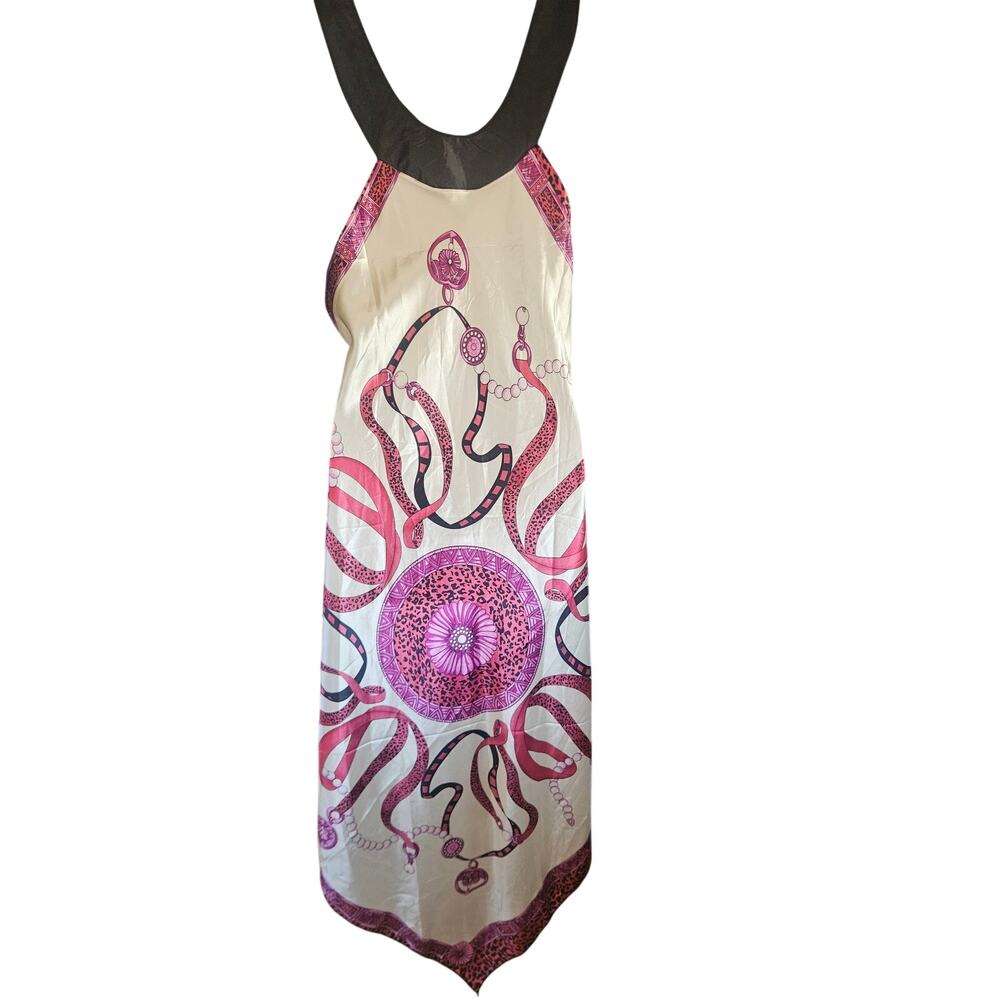 India 100% Silk Bohemian Dress White Purple Pink Beaded Embroidered One Size - Picture 7 of 9